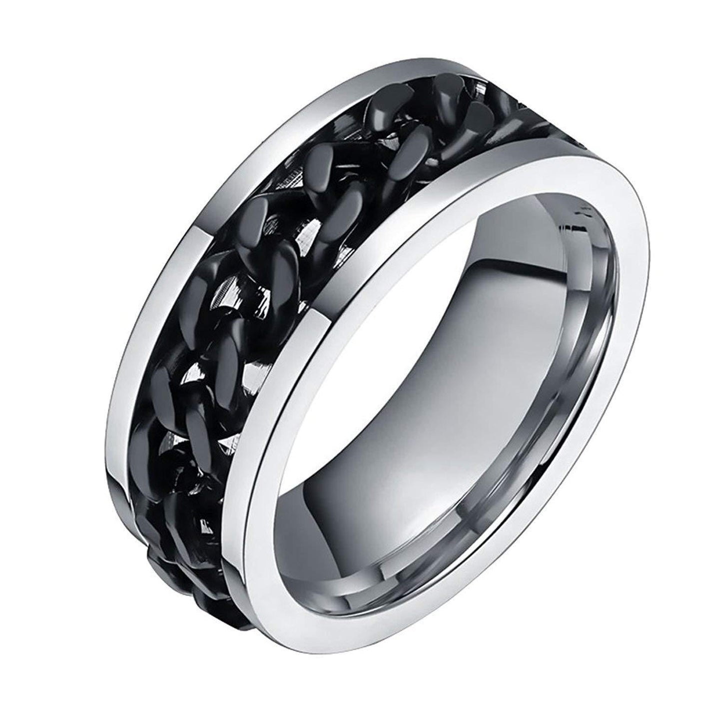 Stainless Steel Chain Spinner Ring for Men and Boys